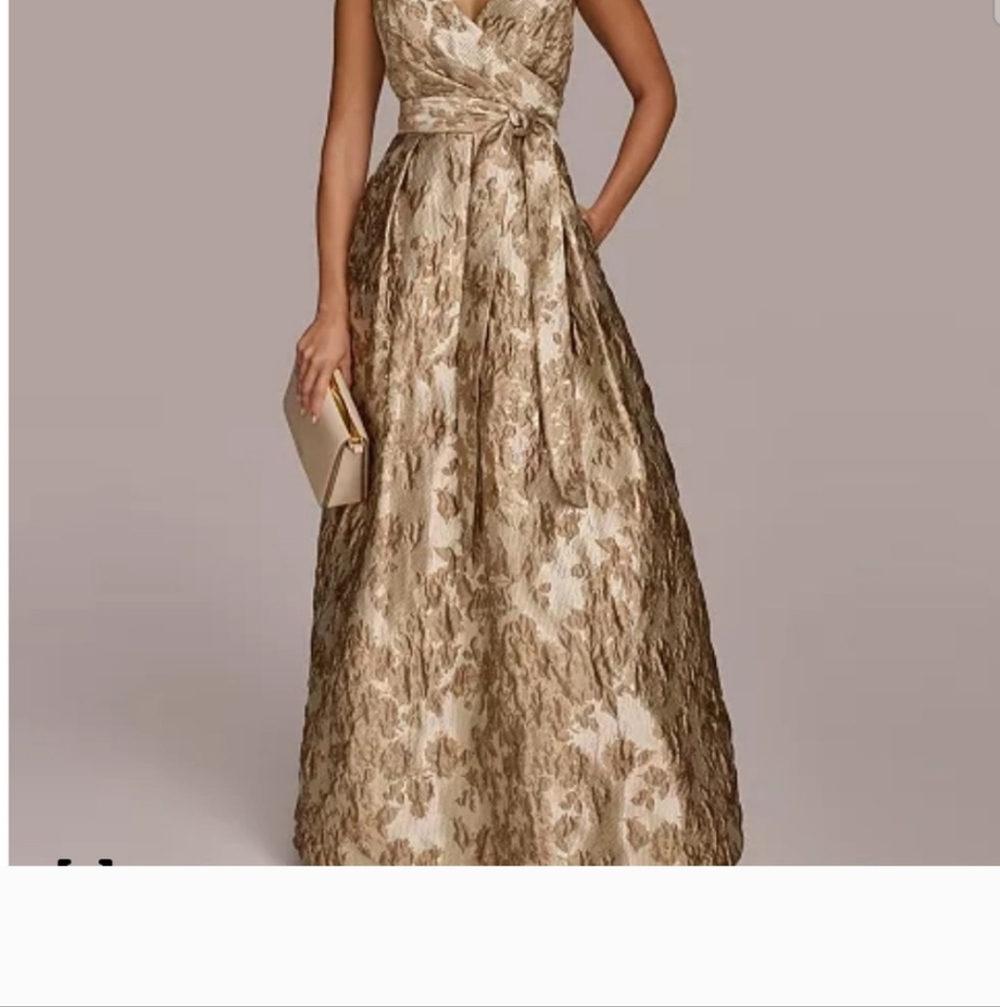 Donna Karan Surplice Neck Tie Waist Gown NWT